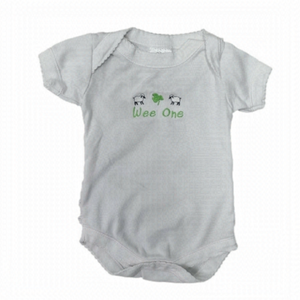 Vintage Irish Wee One Onesie with embroidery- size 0-3 months